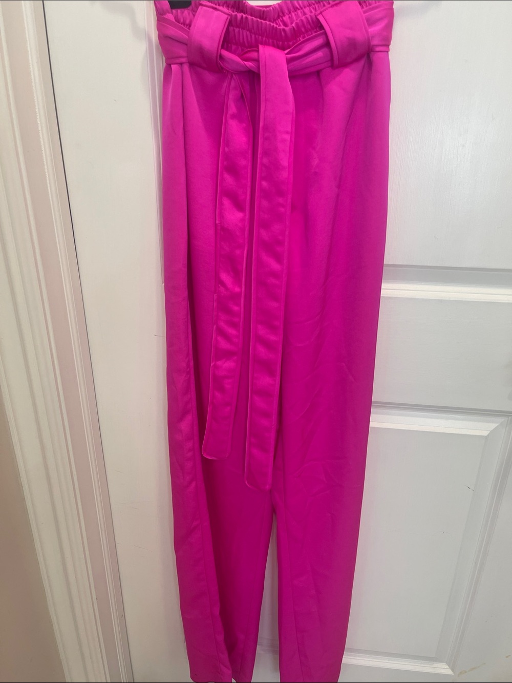 Generation Love Hot Pink High-Rise Paperbag Wide-Leg Pants